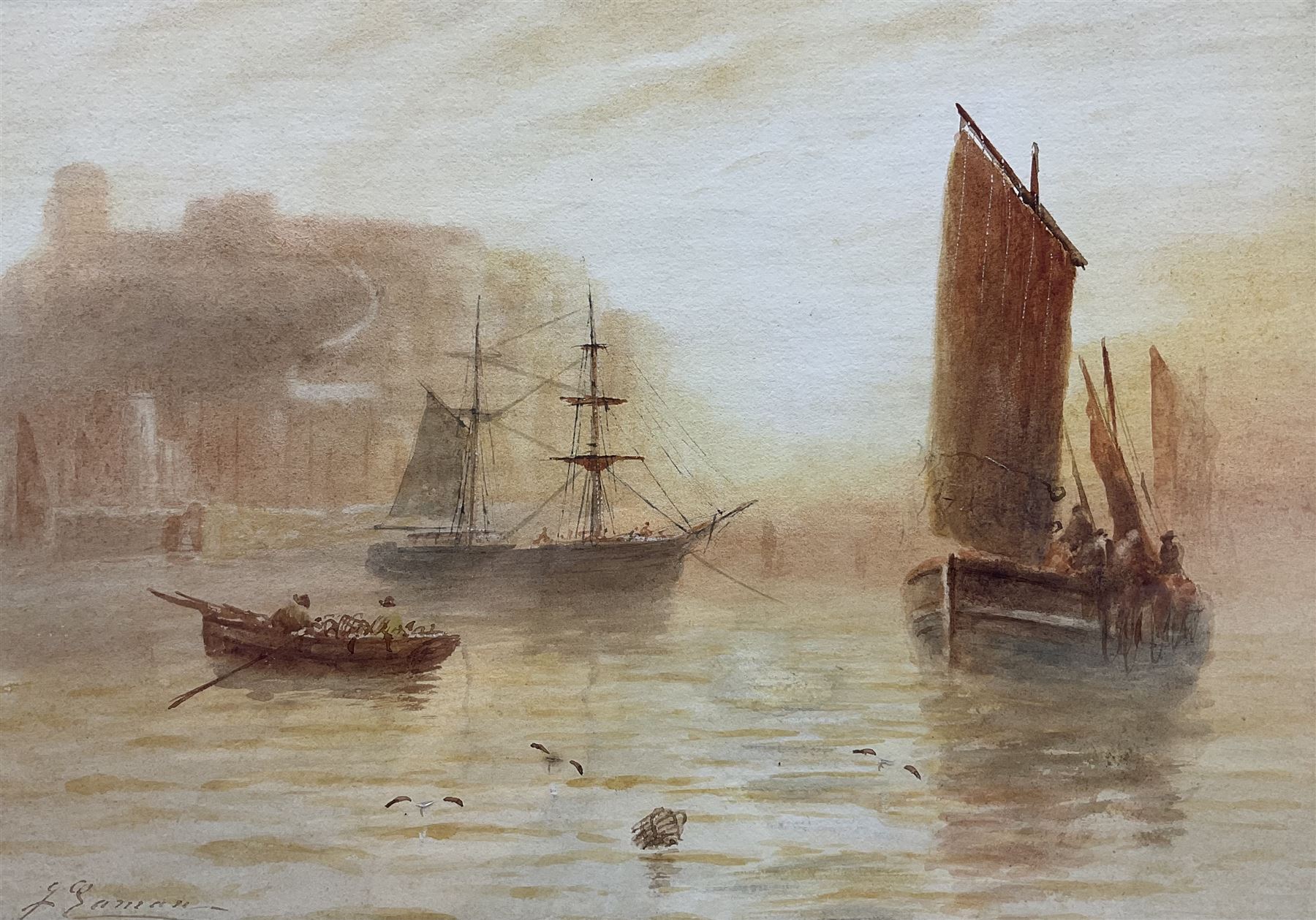 Joseph Eaman (British 1853-1907): Sunset Over Scarborough, watercolour signed 24cm x 34cm 