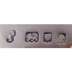 1920s silver trophy cup, with angular twin handles, upon knopped stem with circular spreading foot, the body with presentation engraving 'Burniston & District Show, presented by S Fox Linton TD MD, for the Best Agricultural Mare or Gelding, 10 miles radius, 1928' and engraved with winners verso, hallmarked Charles Boyton & Son 1921, upon black plastic base, including base 25cm