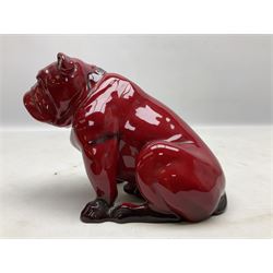 Royal Doulton Flambe figure of a Bulldog, modelled seated, model no 135, with printed maker's mark and K and impressed 135 beneath, H13.5cm