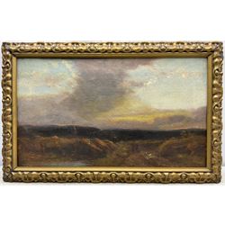 Attrib. Ernest Higgins Rigg (Staithes Group 1868-1947): 'A Yorkshire Moor - Evening', oil on canvas unsigned, inscribed verso 35cm x 60cm