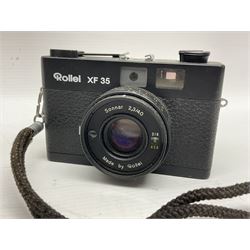 Three Rollei cameras, to include a Rollei 35 LED camera, with Triotar 3.5/40 lens and two Rollei XF 35 cameras, each with Sonnar 2.3/40 lenses