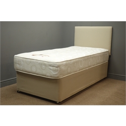  Pair 3' single divan beds, two storage drawers, upholstered headboards and mattress  