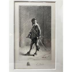 Three L Ruet etchings, together with two volumes of The Life and Times of Queen Victoria by Wilson 