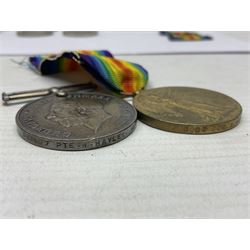 WWI pair of medals comprising British War Medal and Victory Medal awarded to 380807 Pte. W. Hayles Hamps. R.; Imperial Service Medal awarded to William Hayles; cased and boxed; WWII 1939-1945 War Medal and Defence Medal in issue box with slip; 1930s hallmarked silver football presentation fob etc