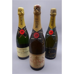  Moet & Chandon Dry Imperial Finest Extra Quality Champagne Epernay-France 1966, no proof or contents given Moet & Chandon Brut Imperial Champagne Eperney-France 1983, 75cl no proof given and Moet & Chandon Champagne Brut Imperial 750ml 12.5%vol, 3btls  