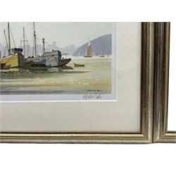 Charles Bell (Welsh Contemporary): 'Boats at Anchor Conwy', pair limited edition prints signed in pencil 28cm x 41cm (2)