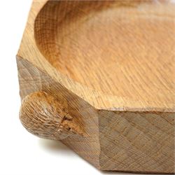 Hedgehogman - oak adzed octagonal bowl, on short foot, with carved hedgehog signature, by Nick Hill of Northallerton
