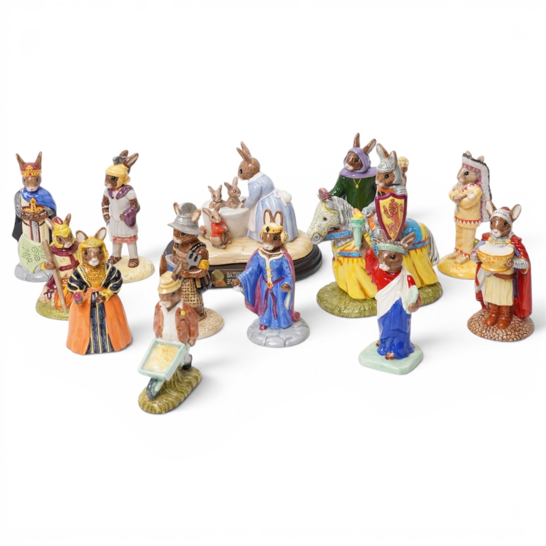 Royal Doulton Bunnykins figures, including Lancelot, Bathtime, Sir Gawain and others from the Arthurian collection (13)