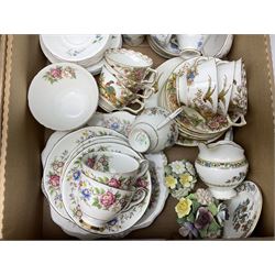 Coalport 'Tintern' pattern coffee service for six, Royal Stafford 'Rochester' teawares, Sutherland China 'Exotic' teawares, Royal Doulton 'Pastorale' cake plate, teacups and saucers etc