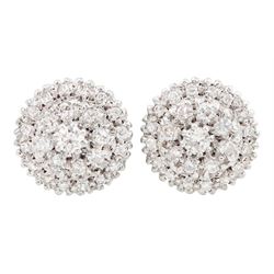 Pair of white gold round cut diamond cluster stud earrings, total diamond weight approx 0.45 carat