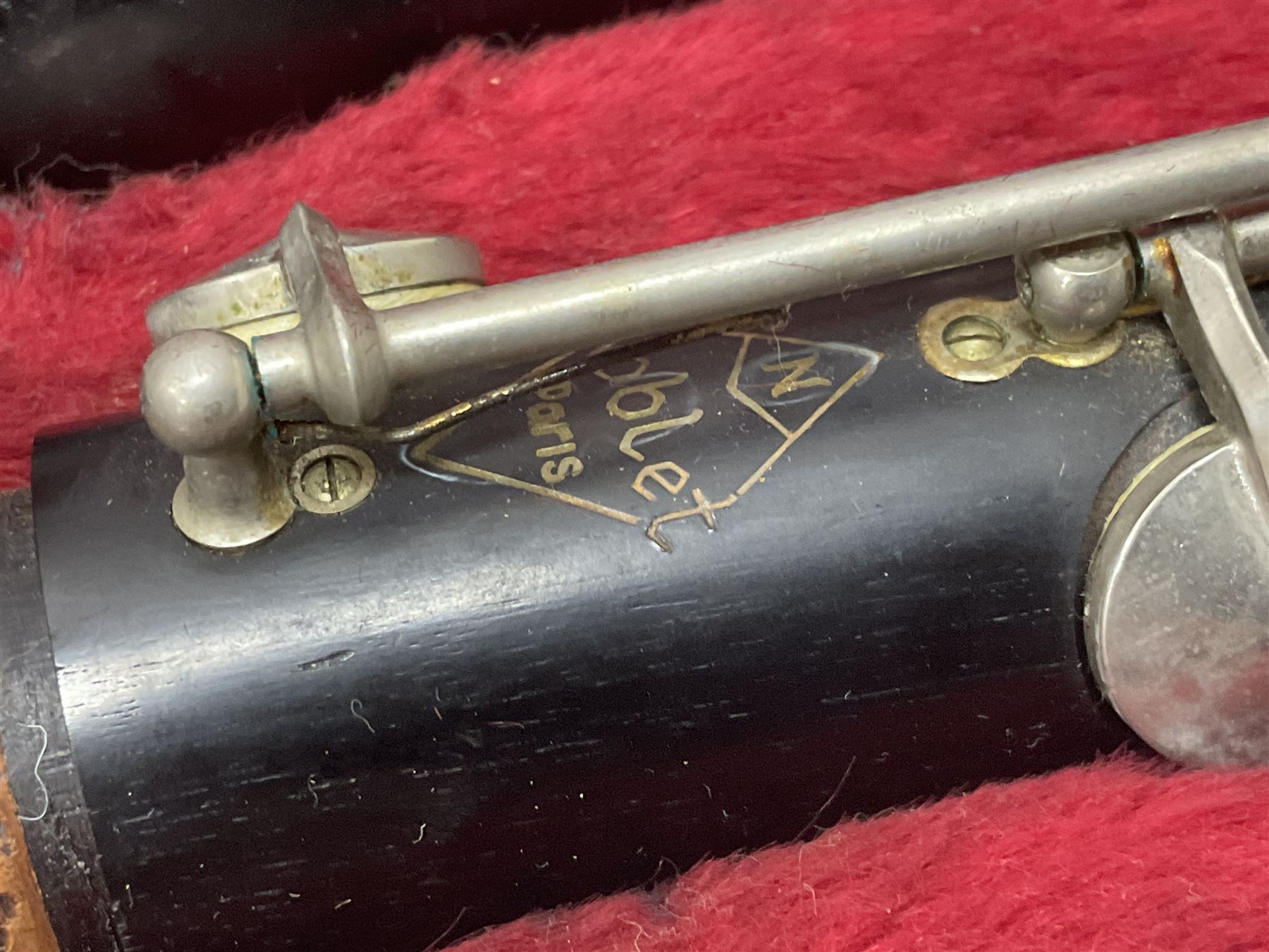 Boosey & Hawkes Regent B flat ebonite clarinet, and a French Noblet wooden intermediate clarinet
Both clarinets in their original fitted cases