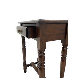 Small mahogany side table with single drawer