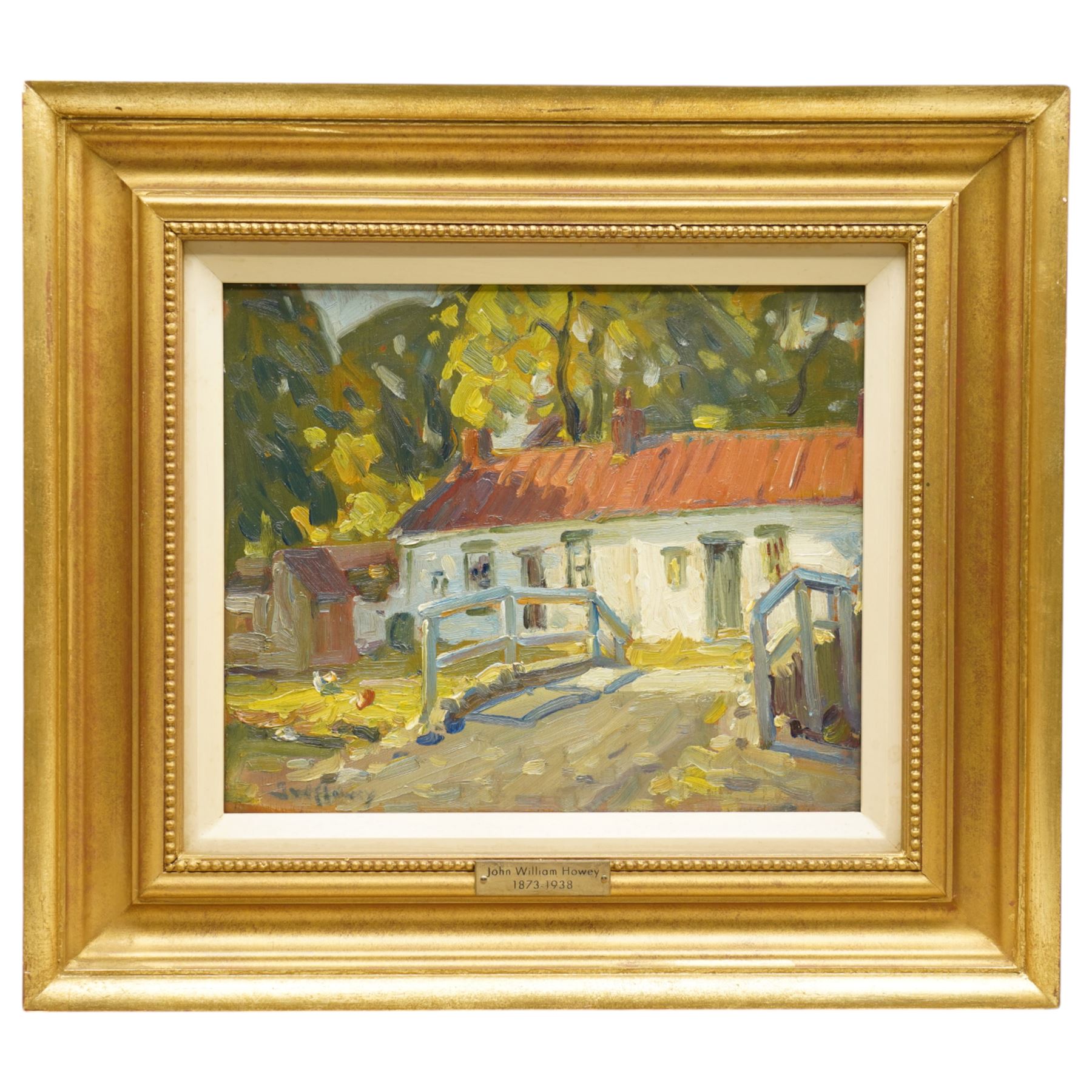 John William Howey (Staithes Group 1873-1938): Farmstead - Cast Eden, oil on board signed 24cm x 29cm