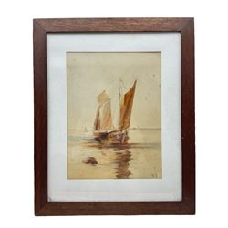 WP (British 19th century): Coastal Scene with Fishing Boats, watercolour signed 45cm x 34cm