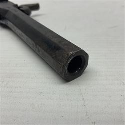 Percussion pocket pistol, 9cm octagonal barrel with German proof marks, figured walnut stock 21cm overall