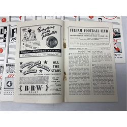 Fulham F.C. programmes - twenty-seven home matches 1949/50 - 1957/58; and two photocopies of memorabilia items