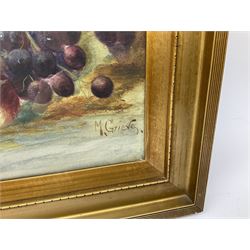 M Grieve (British 20th century): Still Life of Apples and Still Life of Mixed Fruit, pair pastel and watercolours signed 30cm x 45cm (2)