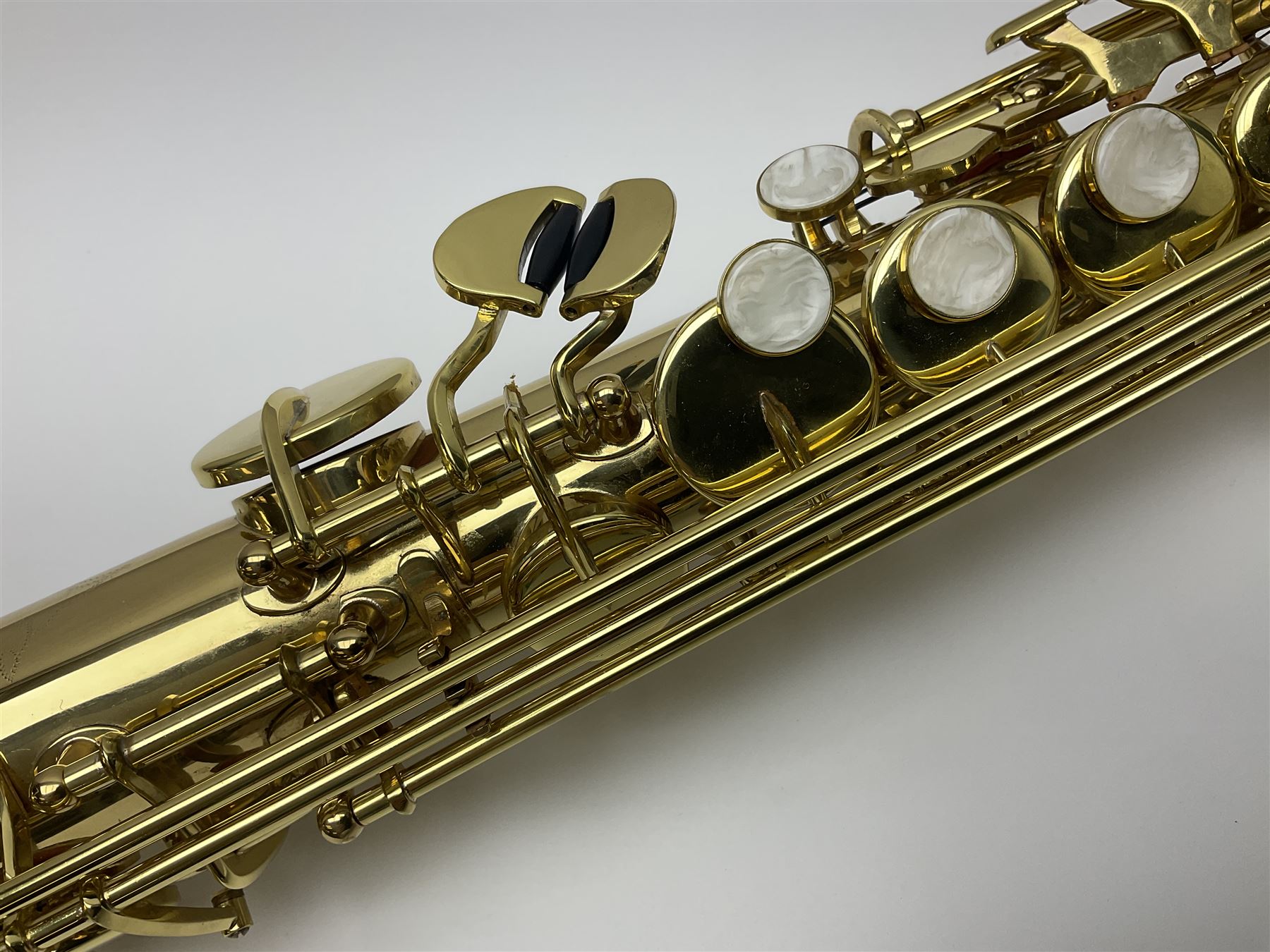 Odyssey Premier straight soprano saxophone l56.5cm; in fitted carrying case with accessories