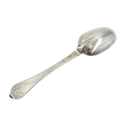 William III silver spoon, Dog-nose pattern, the reverse terminal engraved AG over WB, by Isaac Davenport, London 1698, approx 1.9oz