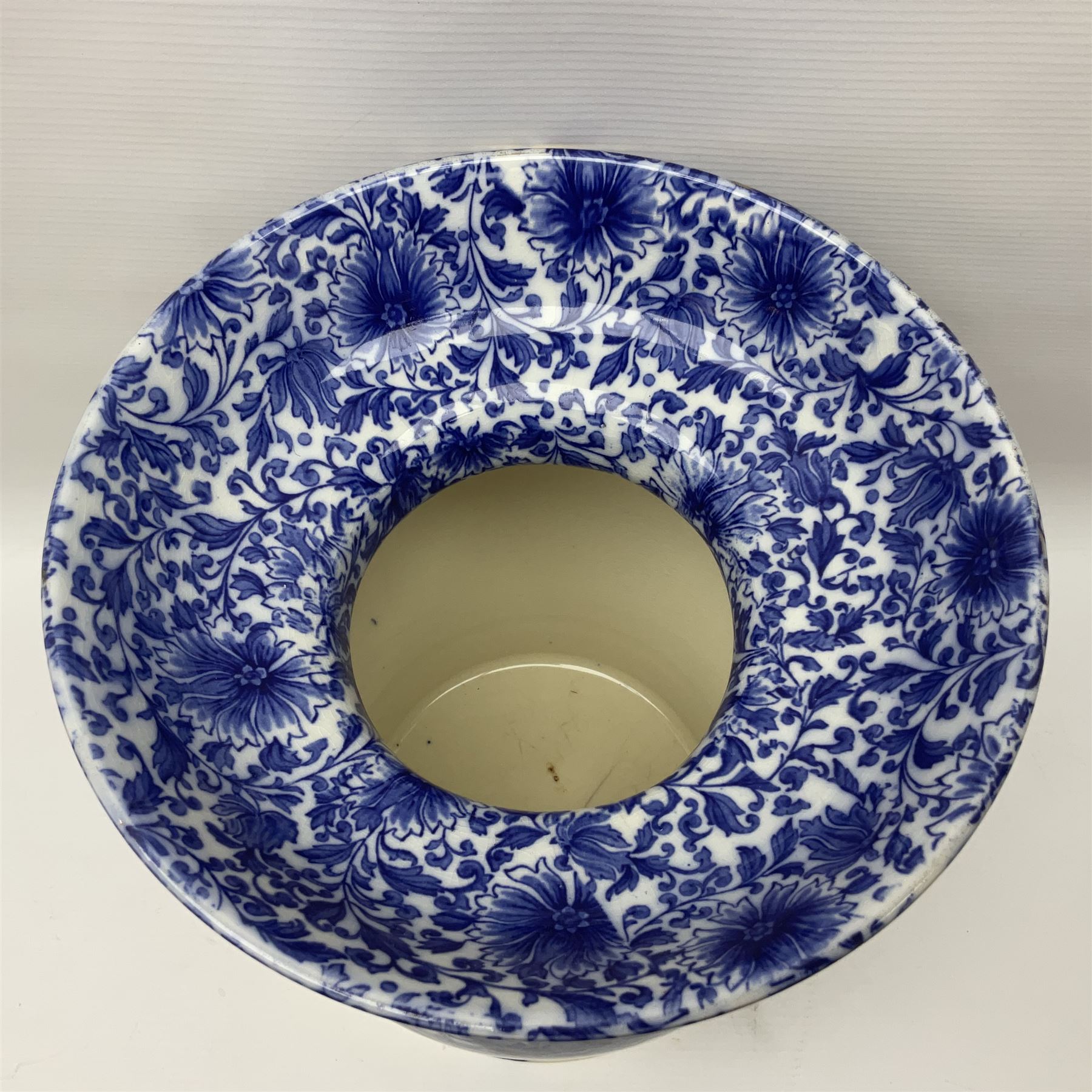 Doulton Burslem vase with fluted rim, in the Gloire-de-Dijon pattern H31cm