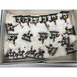 Painted metal wargame figures - over two hundred Lancers, Chasseurs, Dragoons, Cuirassiers, Carabiners, Imperial Guard, Bavarians, Line and Light Infantry etc; individual figures and ranks of two, three and four; average size 25mm