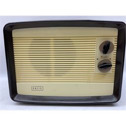 1950s Bush Type DAC 90A valve radio in brown Bakelite case, W29cm D19cm H22cm, two mid-century Ekco radios in Bakelite cases comprising Model U.195 and U.245, and further Pye Bakelite cased radio