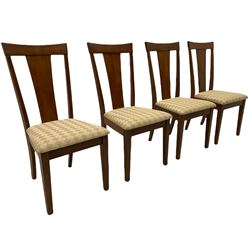 Cherry wood inlaid extending dining table and four chairs

