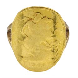 Edwardian 1902 half sovereign gold ring, the shank stamped 9ct, approx 5.2gm