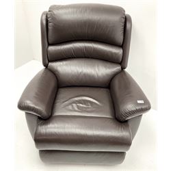 Armchair upholstered in dark leather