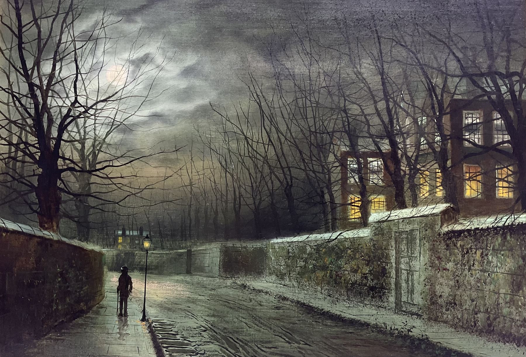 Walter Linsley Meegan (British c1860-1944): Leeds Street by Nightfall, oil on canvas signed 34cm x 49cm  
Provenance: private collection, purchased Sotheby's 14th May 1997 Lot 314