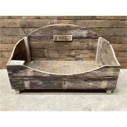Traditional pine slatted dog bed