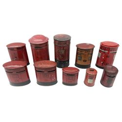 Collection of tin plate money boxes in t