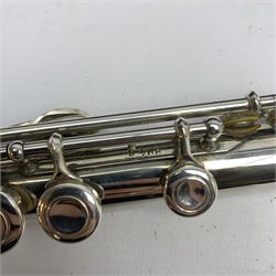 Mistral silver plated three-piece flute, serial no.8048, cased