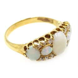  18ct gold (tested) opal and diamond ring  