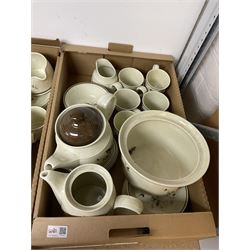 Minton Shalimar pattern tea wares, including teapot, cake plates, cups, saucers and larger plate, together with Paragon Country Lane pattern teawares and Royal Doulton Wild Cherry pattern tea and dinner wares, in three boxes 