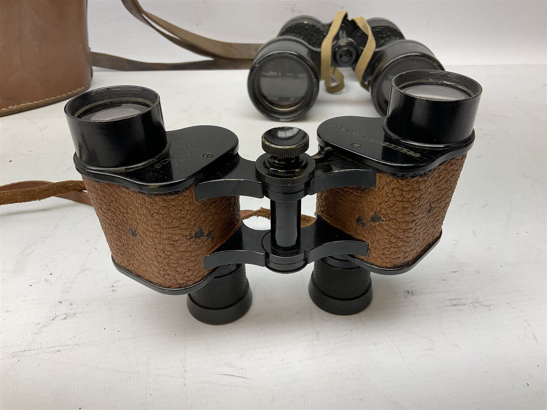 Pair of Bausch & Lomb U.S.A. 30mm binoculars and a pair of WWII period Bino Prism No.5 MKV 7X binoculars dated 1944 (2)