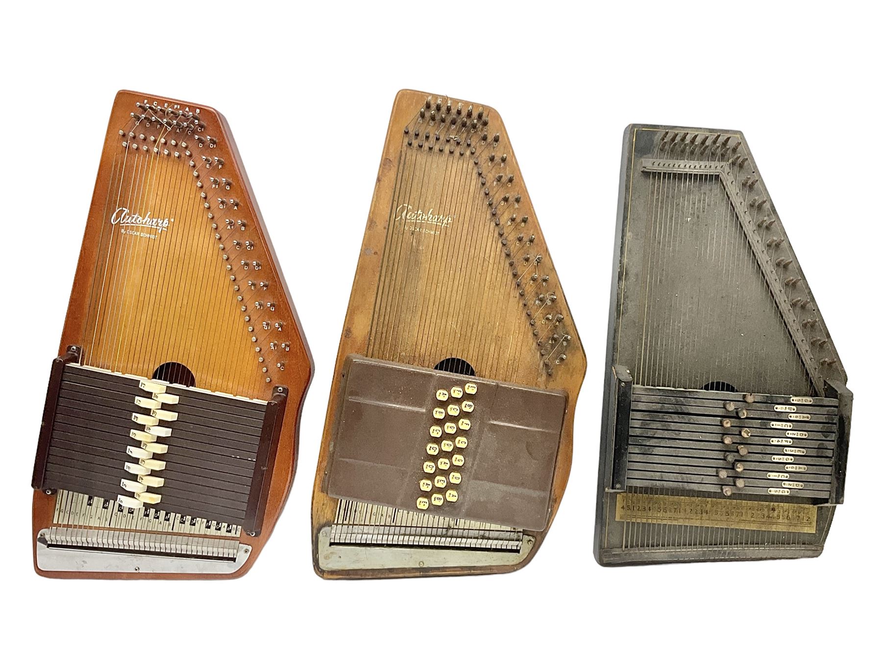 Oscar Schmidt Autoharp L60cm; cased; another uncased; and a Zimmerman Autoharp (3)