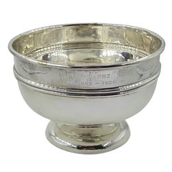Silver presentation pedestal bowl, Birmingham 1926, approx 4.7oz