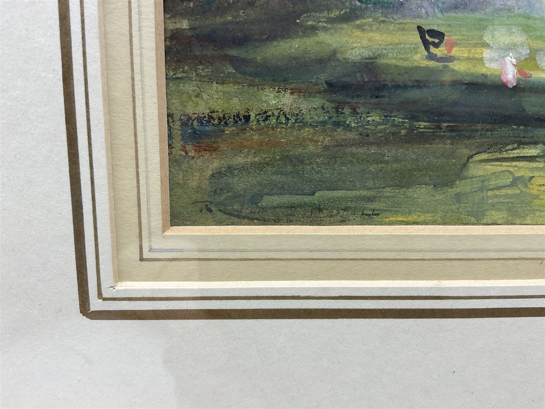 Rowland Henry Hill (Staithes Group 1873-1952): Hanging out Washing at Ugthorpe Mill, watercolour signed 21cm x 26cm