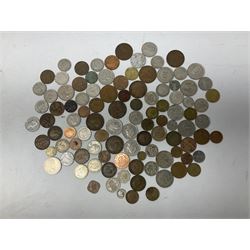 Pair of 9ct gold heart design hoop earrings and 9ct gold pearl earring together with a small collection of silver, costume jewellery and a collection of stamps including some useable postage 