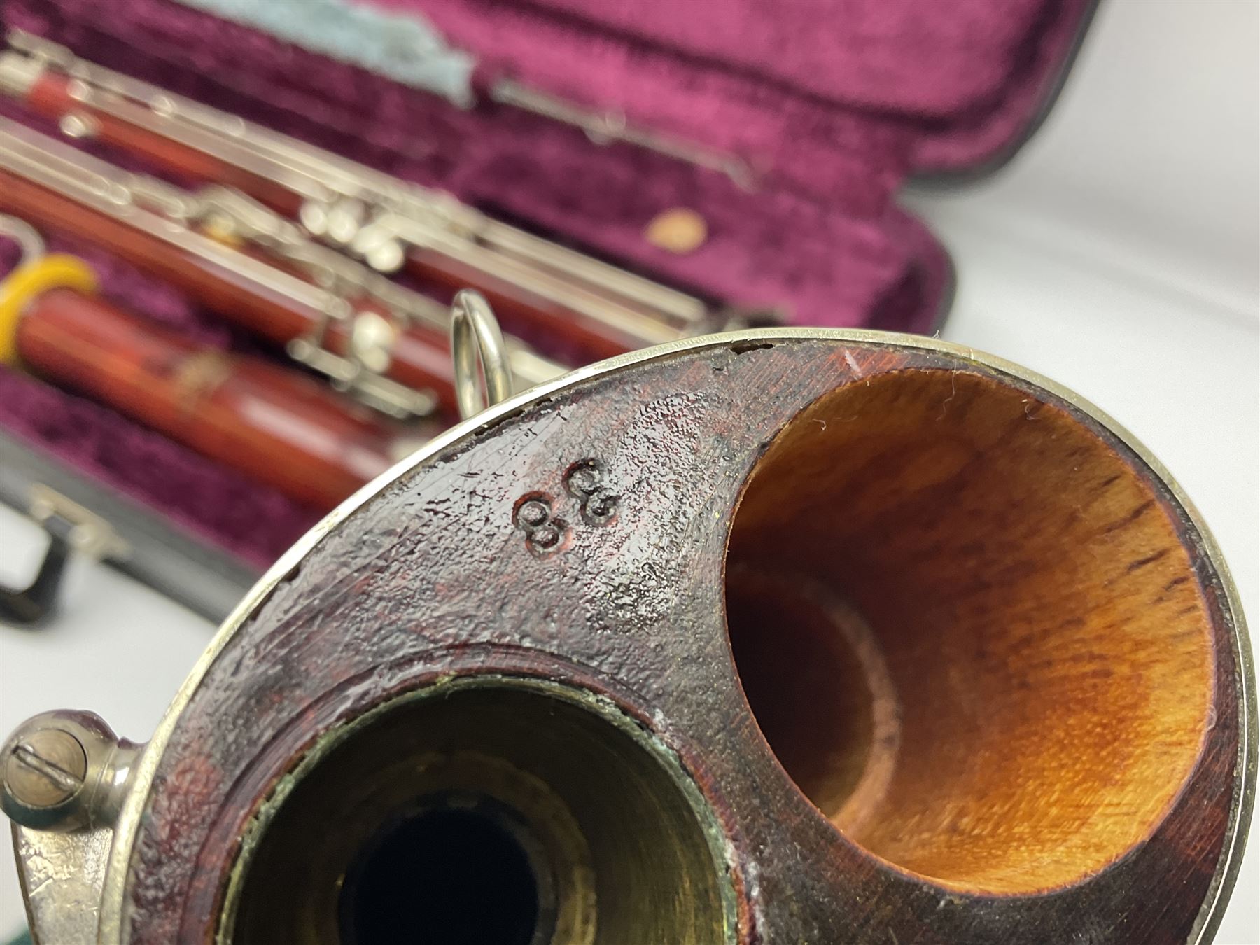 Lafleur bassoon imported by Boosey & Hawkes from Czechoslovakia, serial no.8 2600; in fitted hard carrying case with crooks and accessories