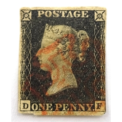  Queen Victoria 1d black stamp, red MX  