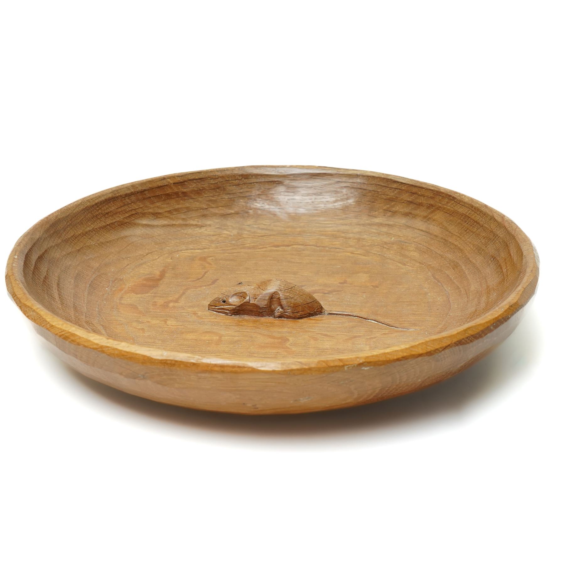 Mouseman - tooled oak fruit bowl, with carved mouse signature, by the workshop of Robert Thompson of Kilburn