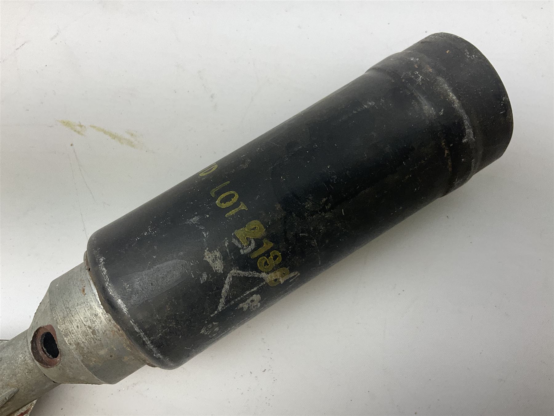 Two inert WW2 parachute flare casings, one with parachute and dated 5/43 L24cm (3)