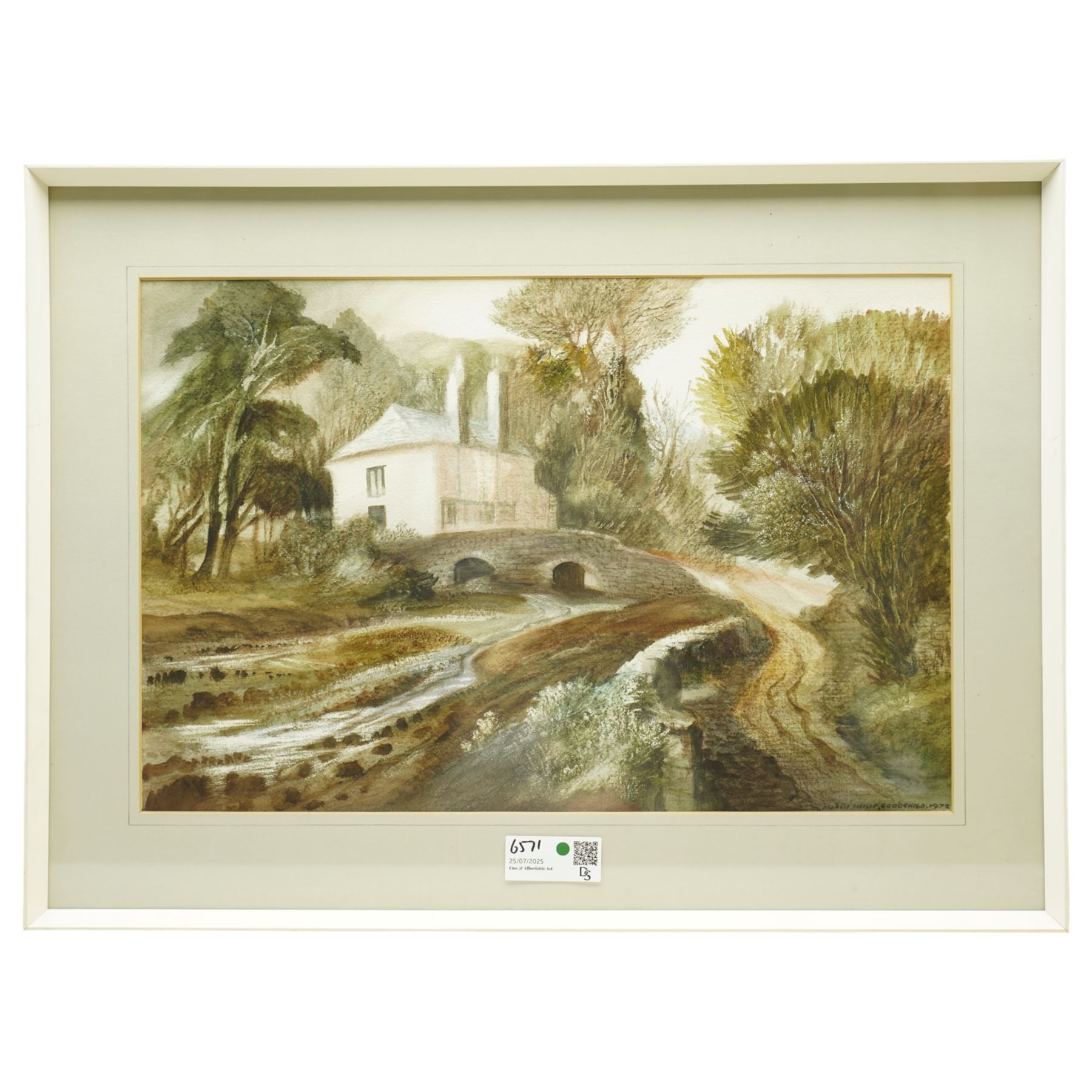 Francis Philip Goodchild ARCA (British 1900-1986): 'Mill Creek - Dartmouth' 'Galmpton Creek' 'Dartmoor - East of Widdicombe' 'Church at Berry Pomeroy' 'Wharflete Cove' 'Evening over the Dart' and 'Near Dittsham', set seven watercolours signed and dated, titled verso max 40cm x 75cm (7)
