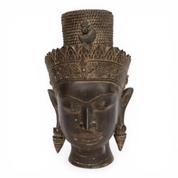 Head of a buddha, possibly Khmer, H39cm 