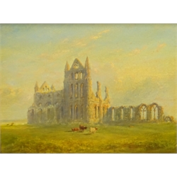  Weatherill Family (19th century): Whitby Abbey, oil on board unsigned 15cm x 20cm  