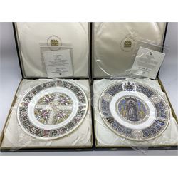 Fifteen collectors plates, to include Spode Golden Jubilee HM The
Queen, Spode Official Bi-Century Derby, set of four Spode British Steam-The Years of Glory, Mulberry Hall The Viking, Spode The St.Davids, etc, all in original boxes with certificates  