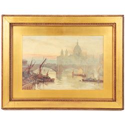 Herbert Menzies Marshall (British 1841-1913): St Paul's from the Surrey Side at Southwark, watercolour signed and dated 1904, 23.5cm x 35cm 