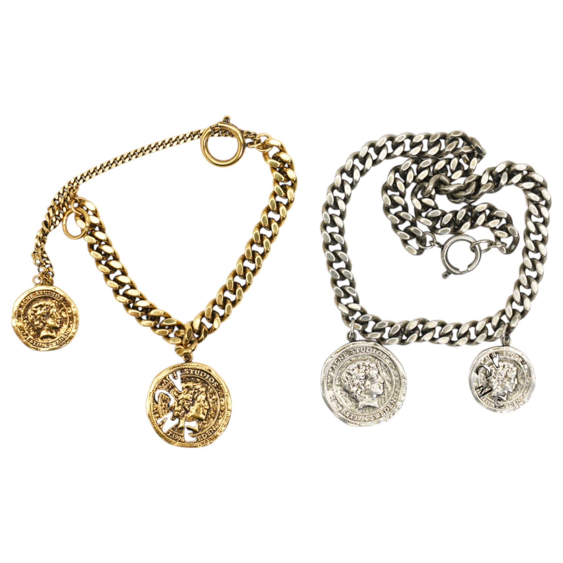 Acne Studios - silver-tone coin necklace and antique gold tone 
